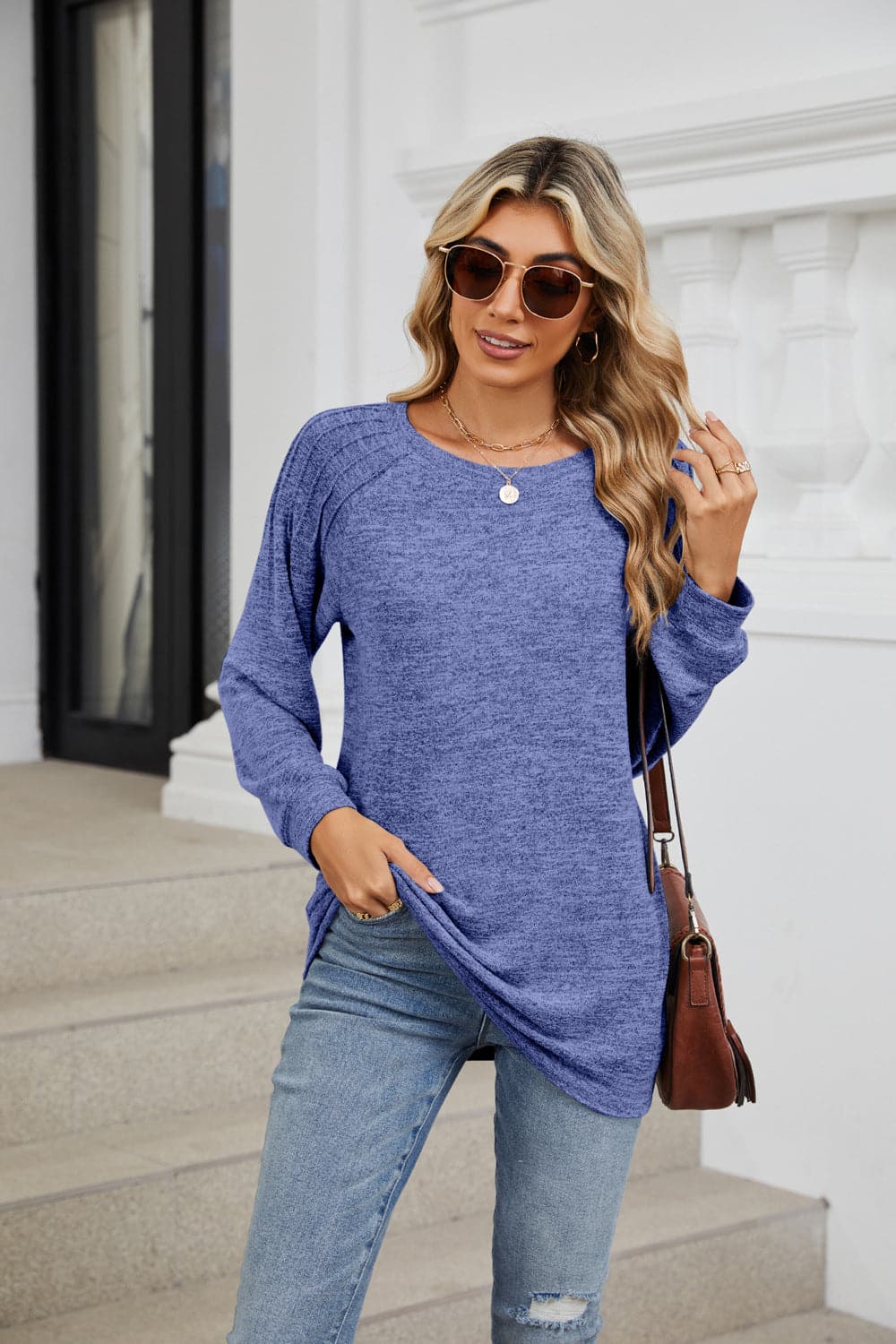 Round Neck Long Sleeve T-Shirt.