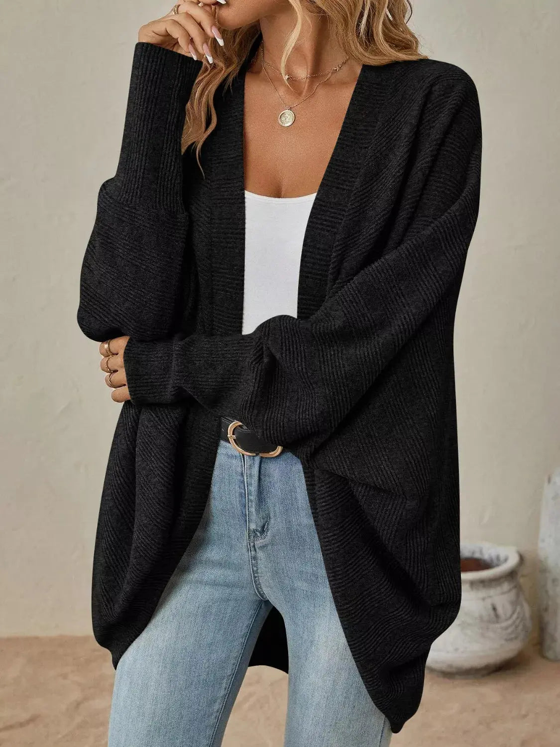 Casual Knit Open Front Cardigan Simply Love