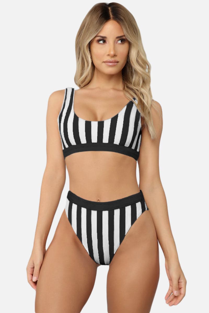 Striped Tank High Waist Bikini.