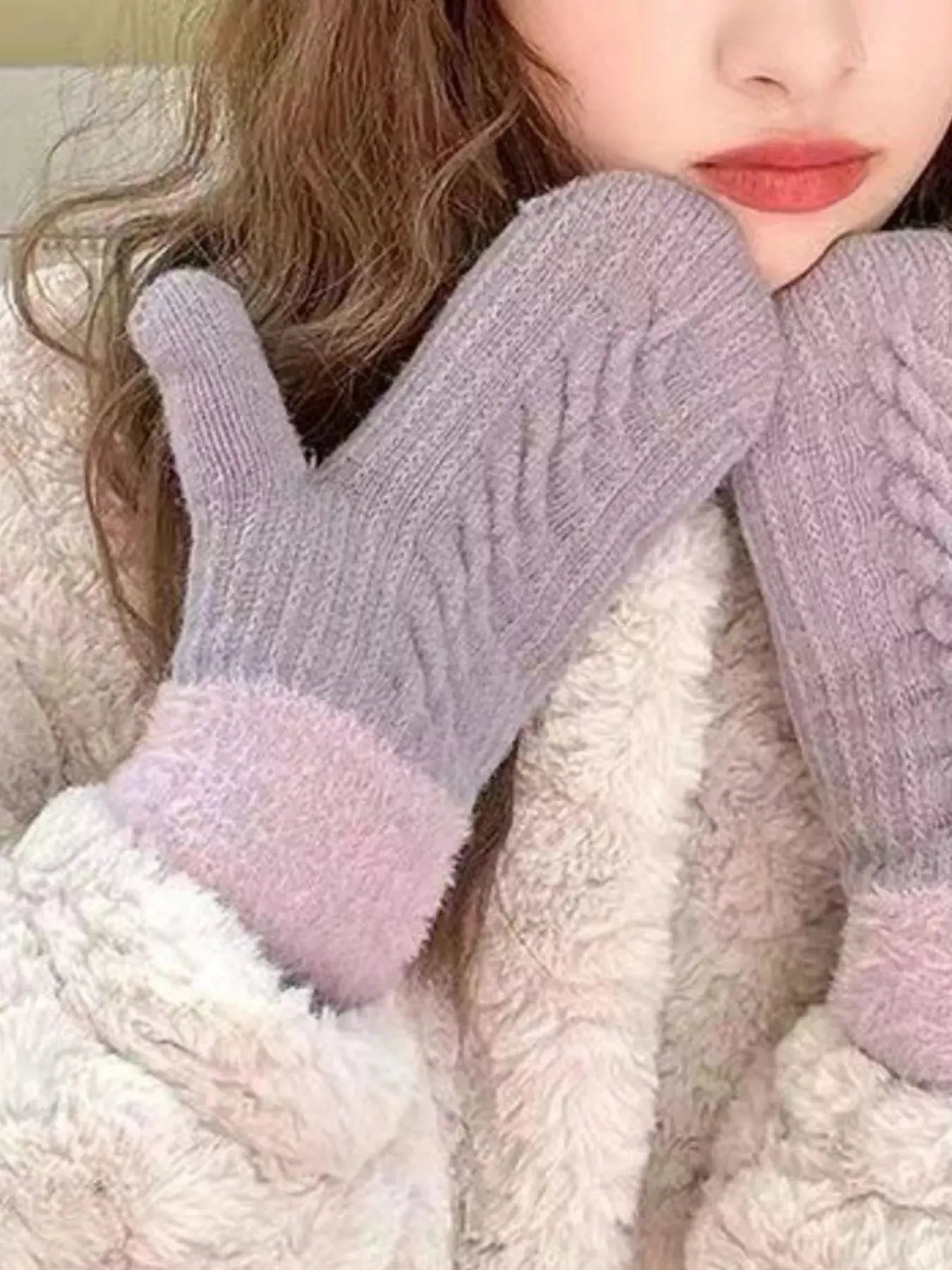 Cozy Knit Mittens with Fur Cuff Simply Love