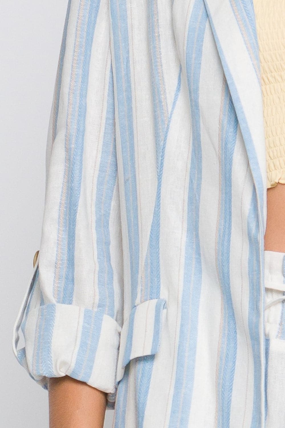 Love Tree Linen Woven Striped Blazer.