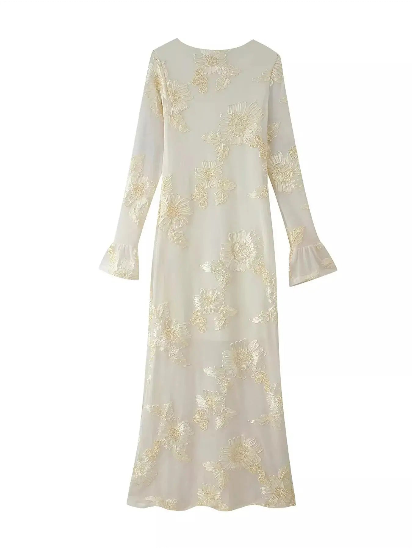 Floral Flounce Sleeve Round Neck Dress Simply Love