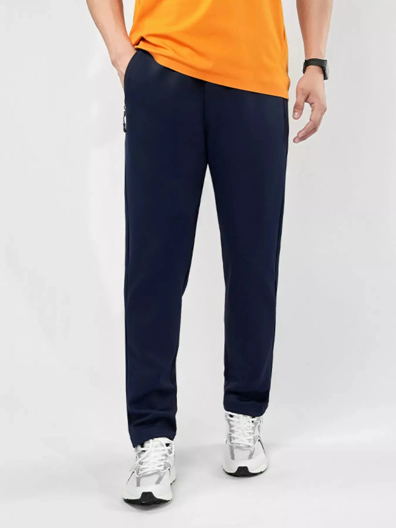 Men's Plus Size Stretch Elastic Waistband Pants with Side Zipper Pockets Simply Love