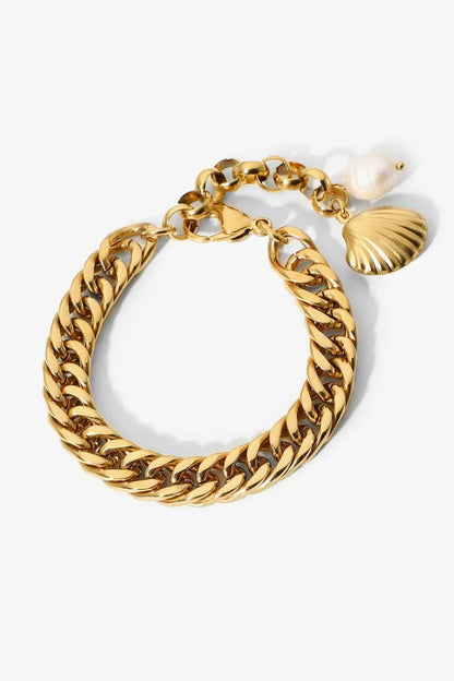 18K Gold-Plated Curb Chain Bracelet.