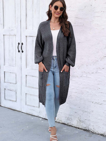 Open Front Longline Cardigan with Pockets.