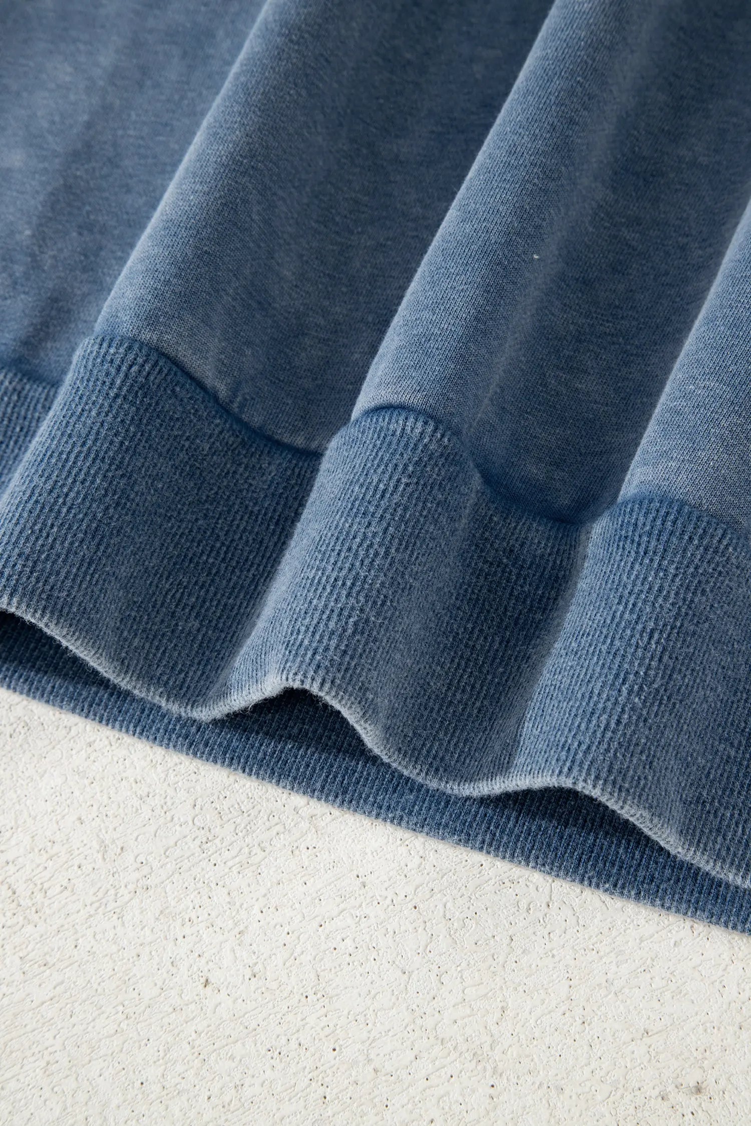 Sail Blue Lace Patchwork Notched Neck Mineral Wash Baggy Sweatshirt Dear-Lover Dropshipping