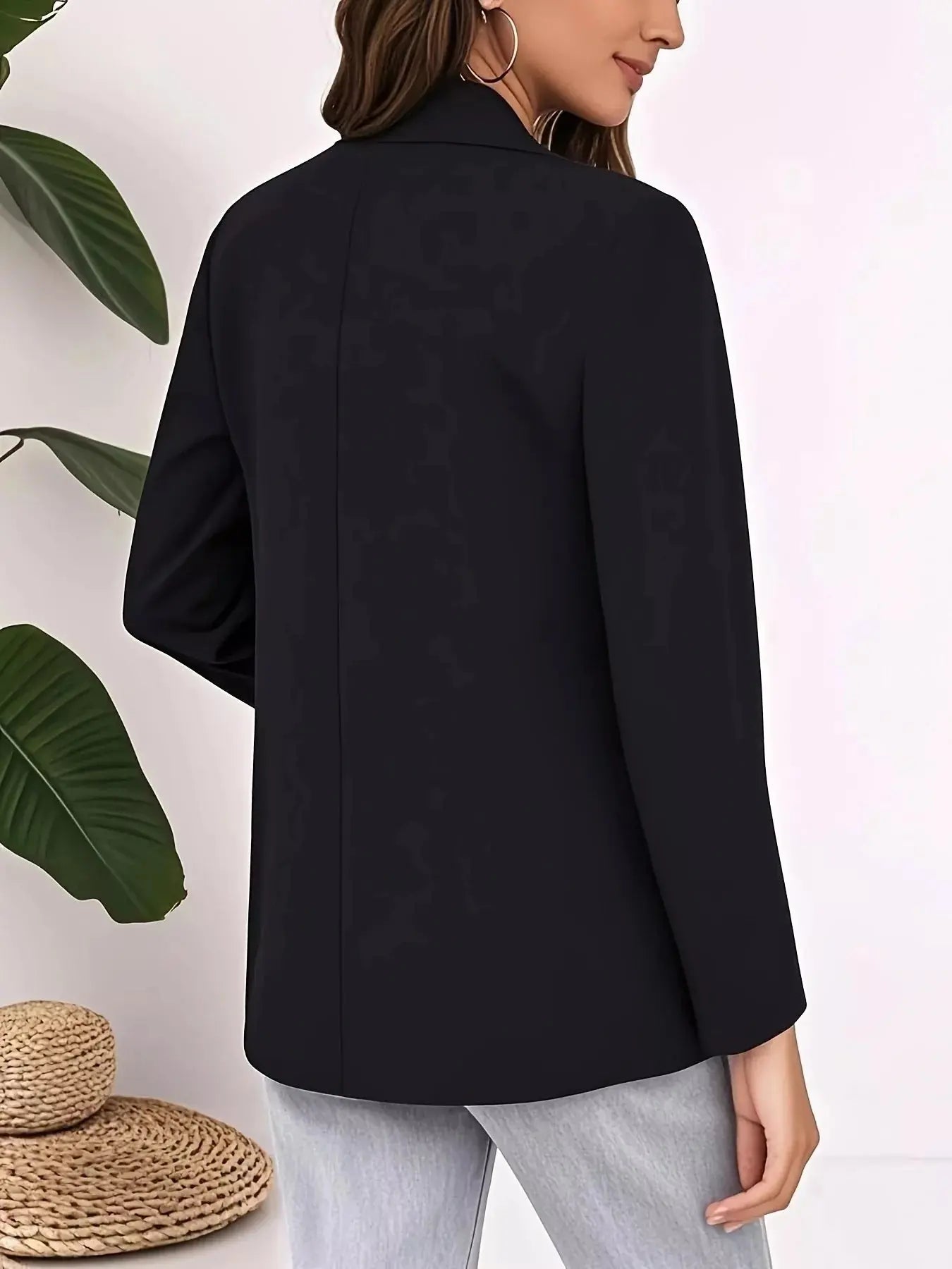 Plus Size Lapel Collar Single-Button Blazer Simply Love