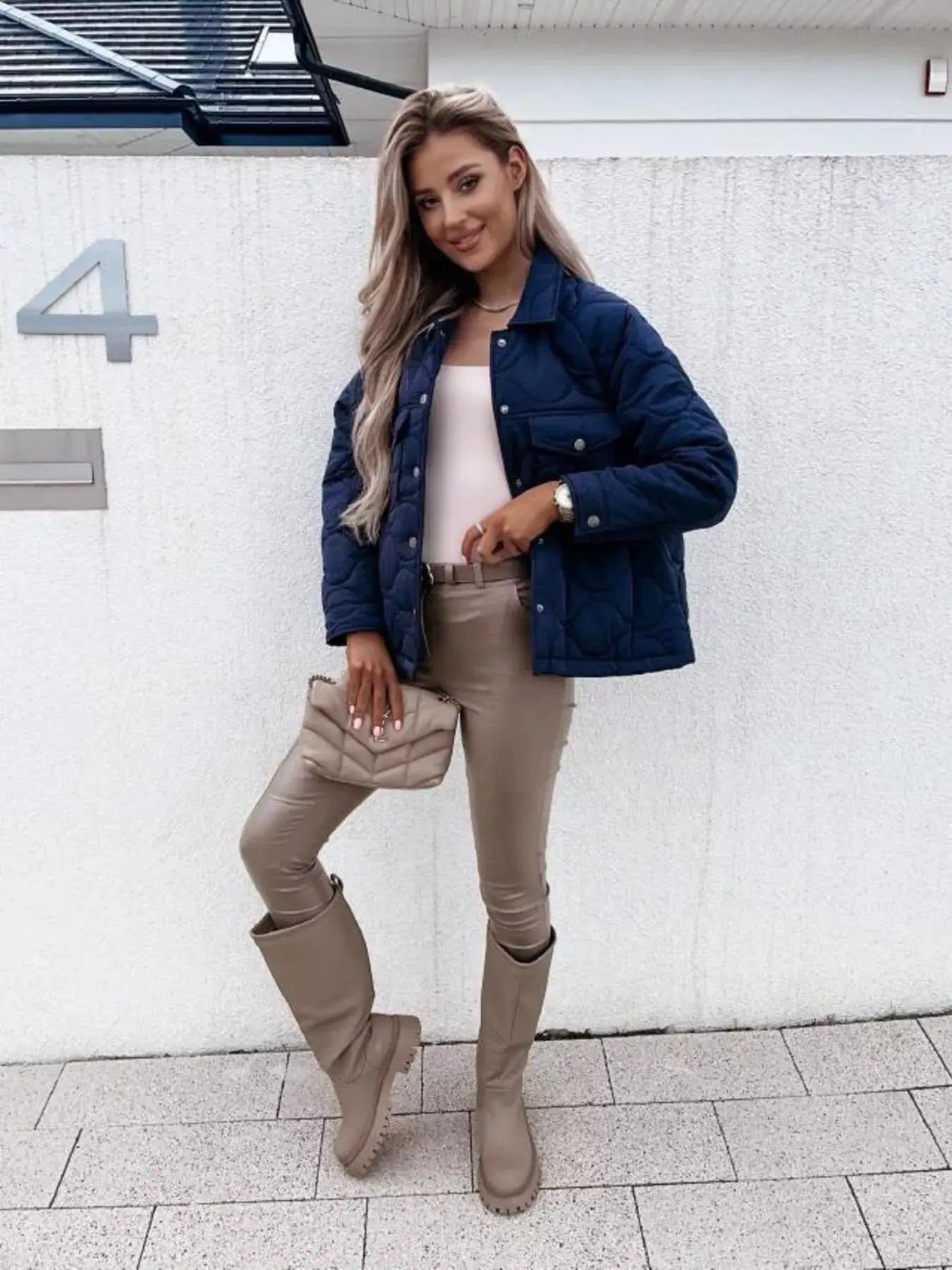 Quilted Snap-Down Casual Jacket Simply Love