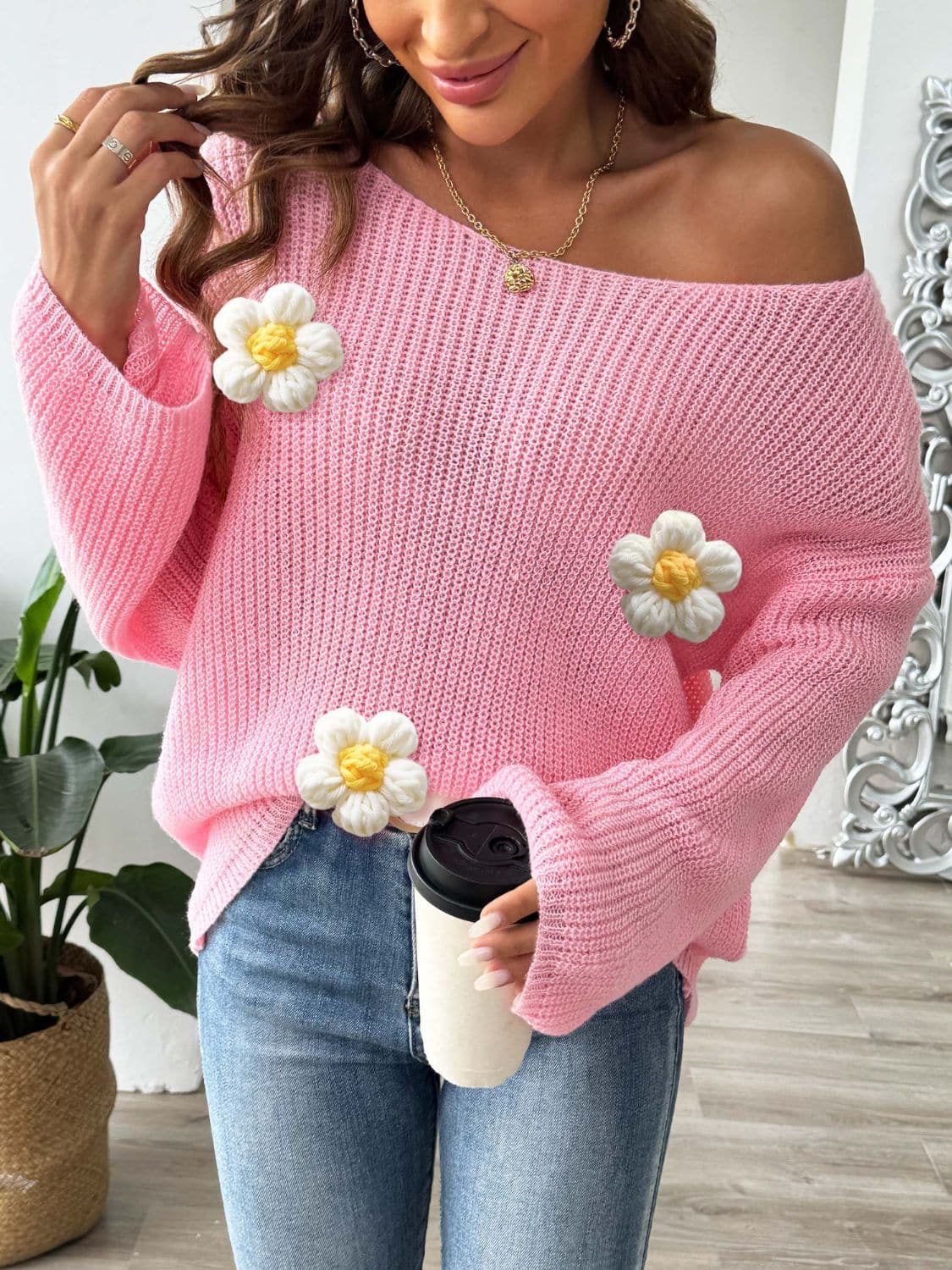 Floral long sleeve pullover for women