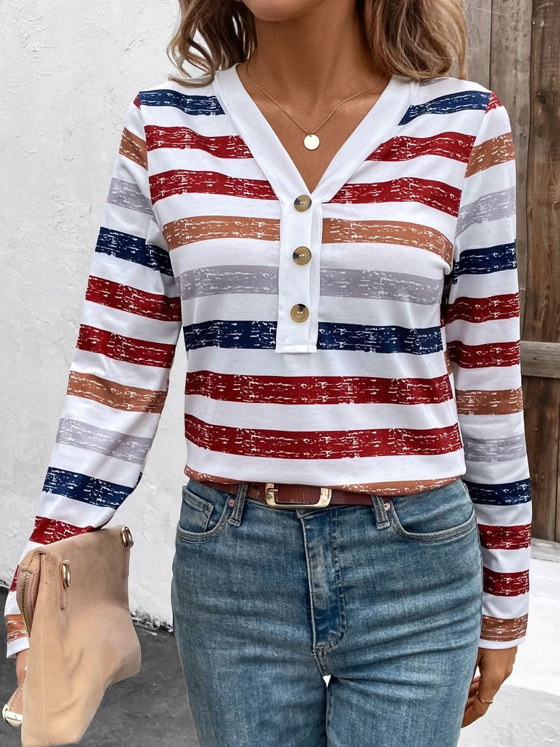 Vibrant striped v-neck top