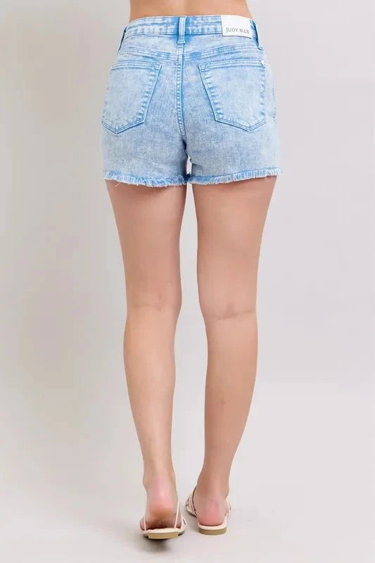 Judy Blue Mid Rise Garment Dyed Denim Shorts Coco’s Tee Boutique