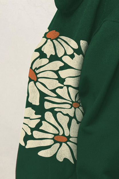 Simply Love: Floral Hoodie, Dropped Shoulder