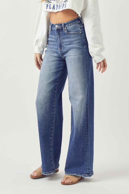 Risen Full Size High Rise Wide Leg Jeans.