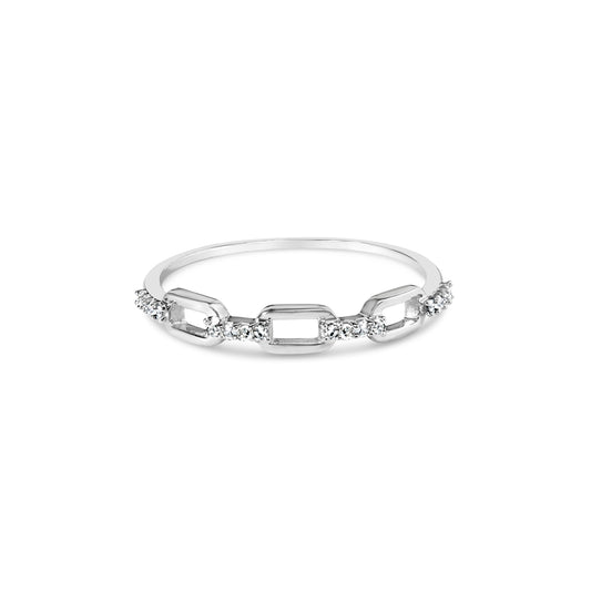 Bids.com .925 Sterling Silver Diamond Accent Paperclip Band Ring, Size 6, showcasing its elegant design.