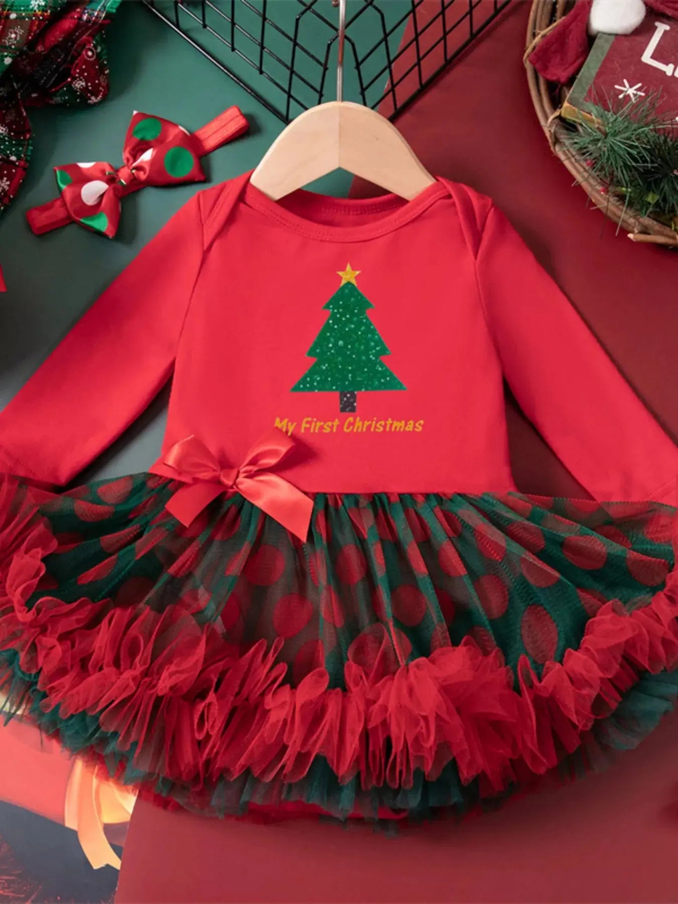 Children's Christmas Stocking Tulle Ruffle Dress Simply Love