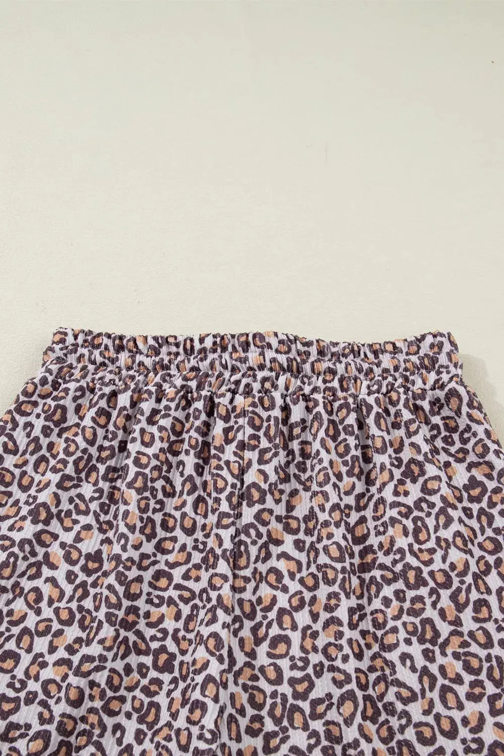 Leopard Ribbed Long Sleeve Top Drawstring Shorts 2pcs Outfit Simply Love