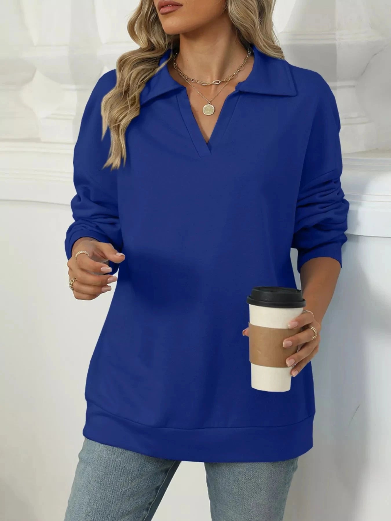 Johnny Collar Long Sleeve Sweatshirt Coco’s Tee Boutique