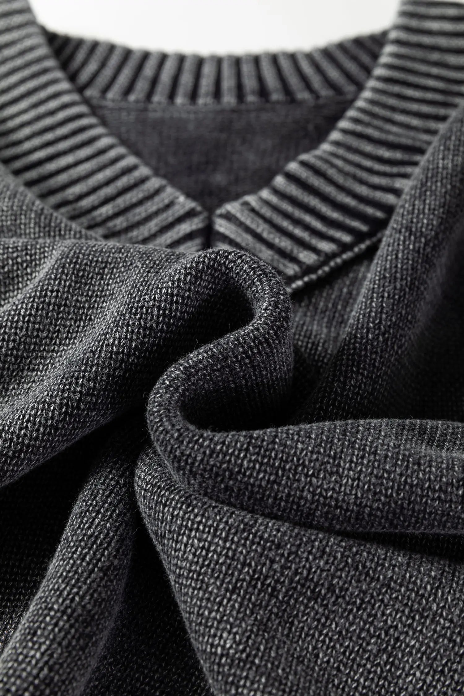 Black Mineral Wash V Neck Knit Sweater Exposed Seams And Drop Shoulder Loose Dear-Lover Dropshipping