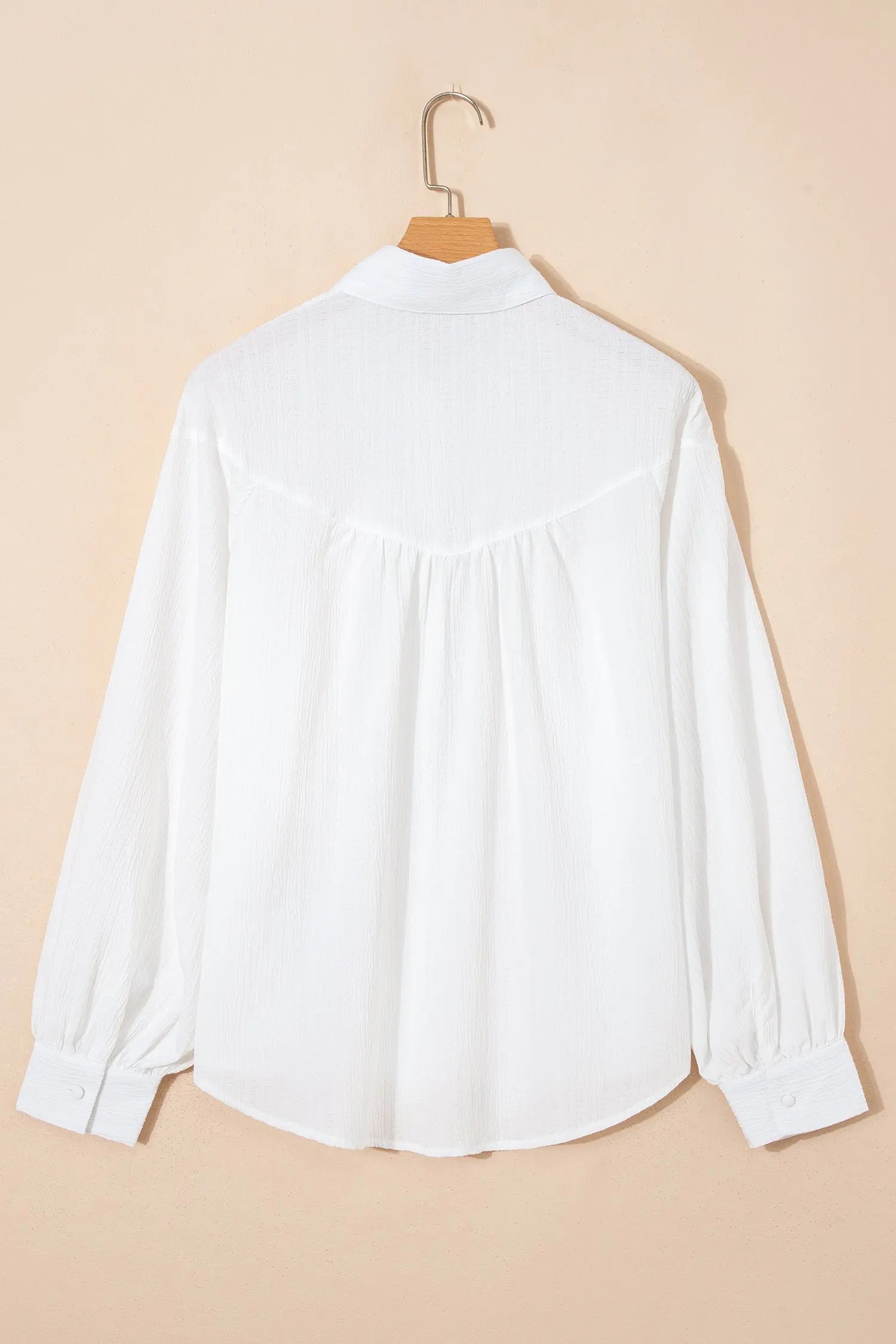White Crinkled Texture Lantern Sleeve Button Down Loose Shirt Dear-Lover Dropshipping