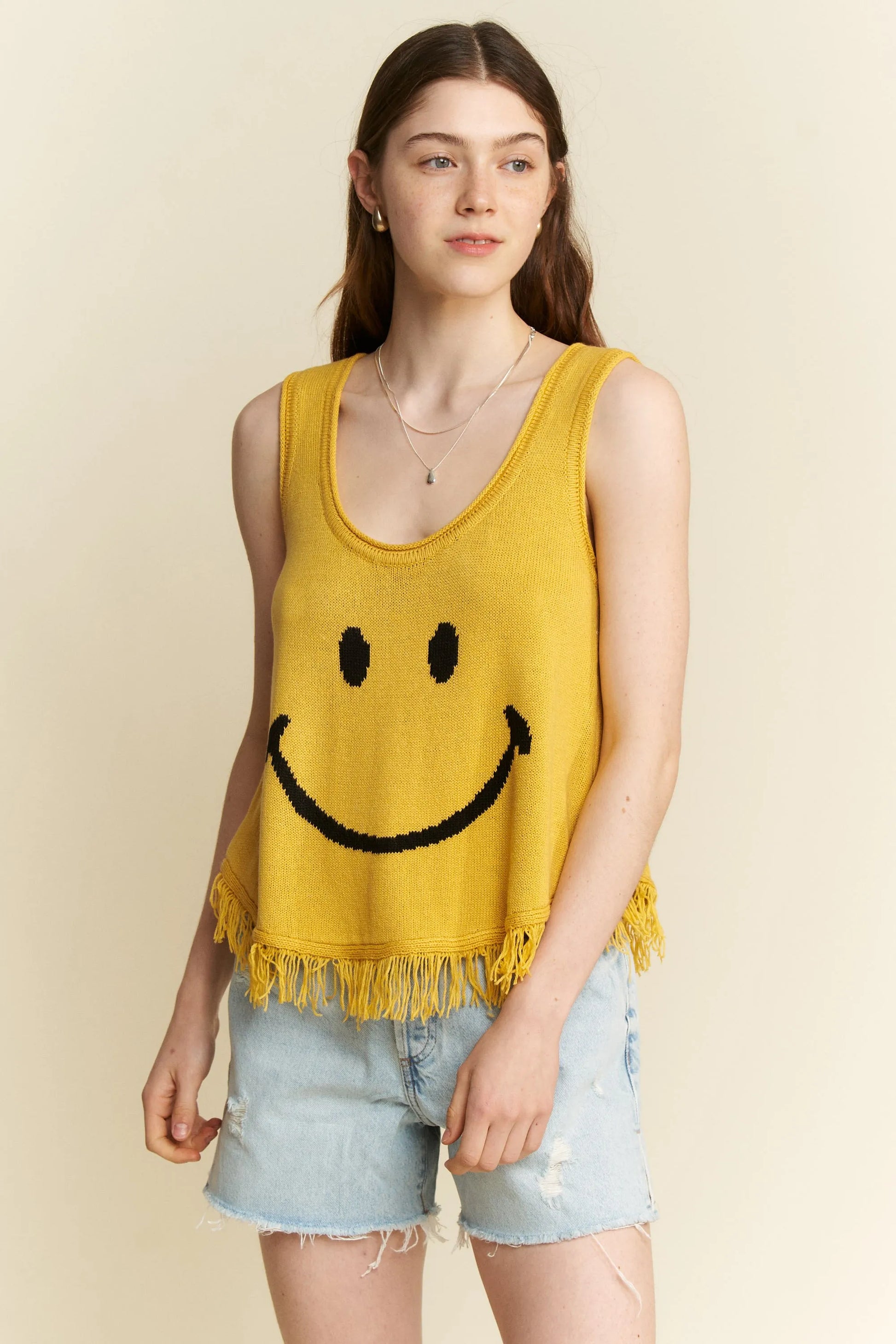Jade By Jane Full Size Smiley Fringe Tank Top Plus Size - Love Salve 