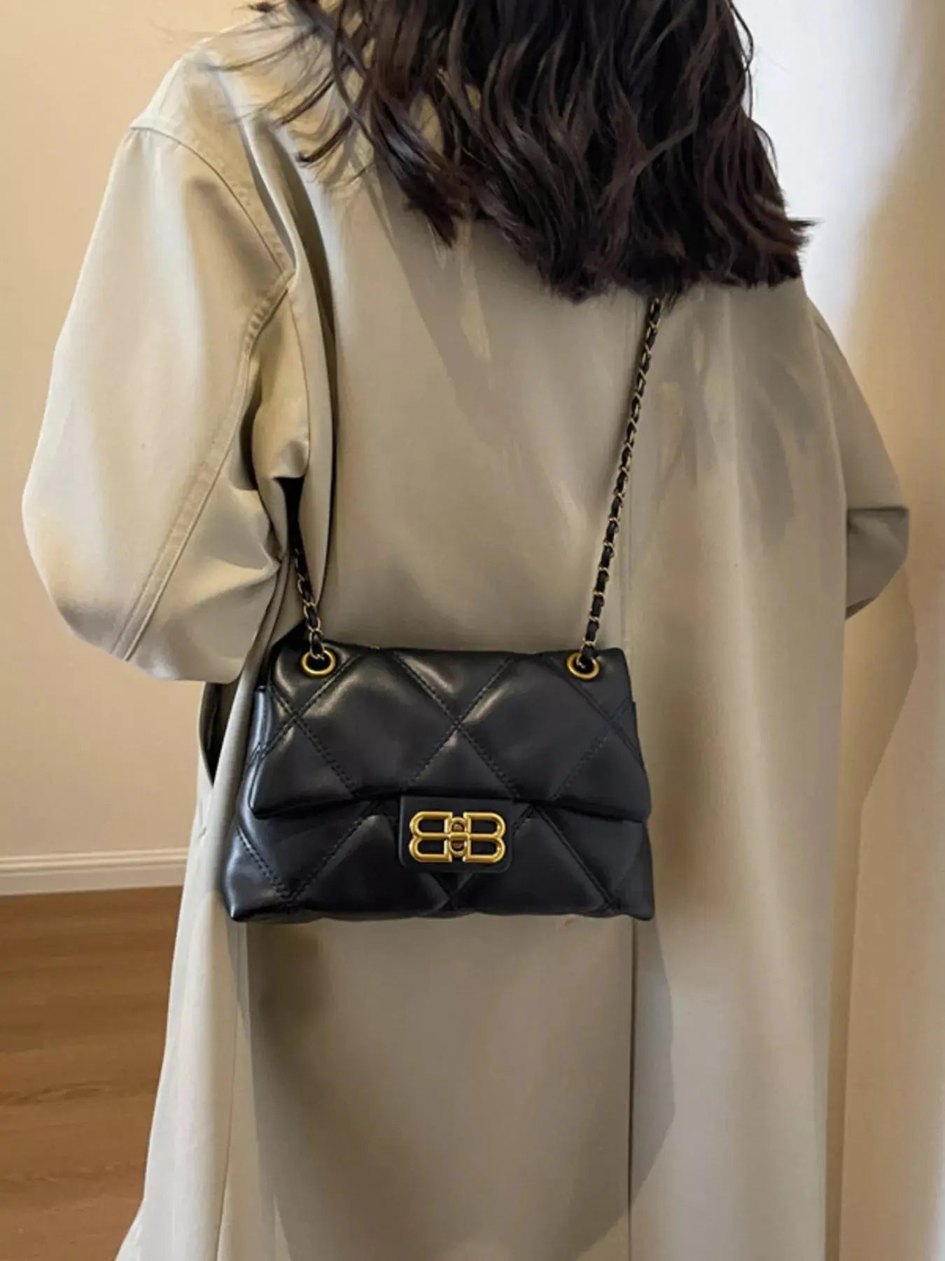 Quilted Flap Chain Crossbody Bag Simply Love