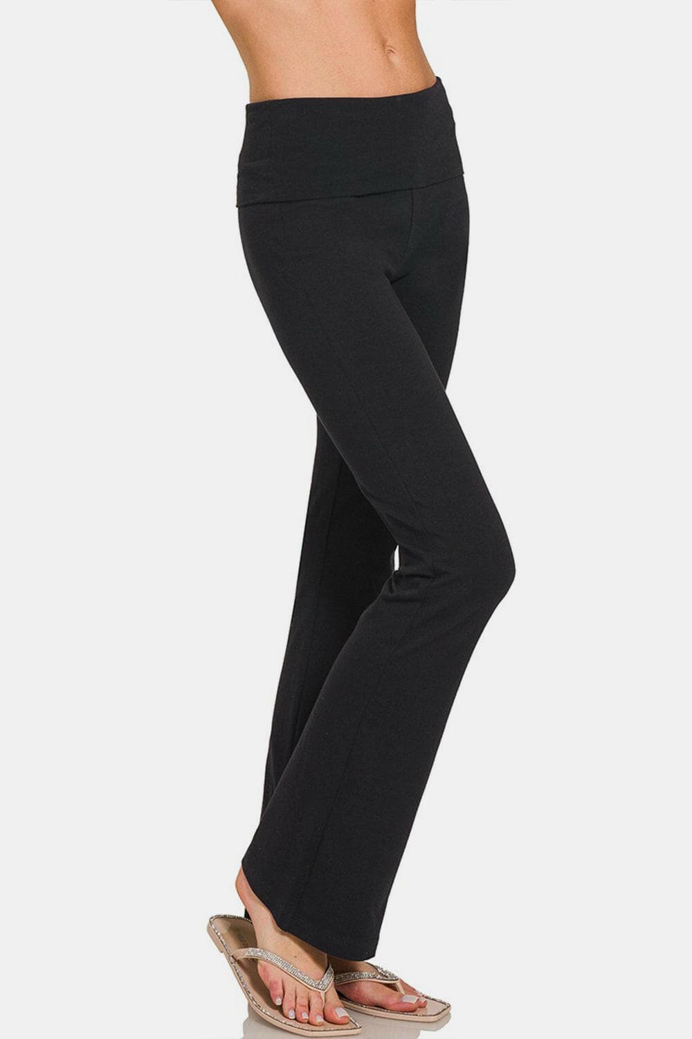 Zenana Full Size High Waist Wide Waistband Bootcut Active Pants.