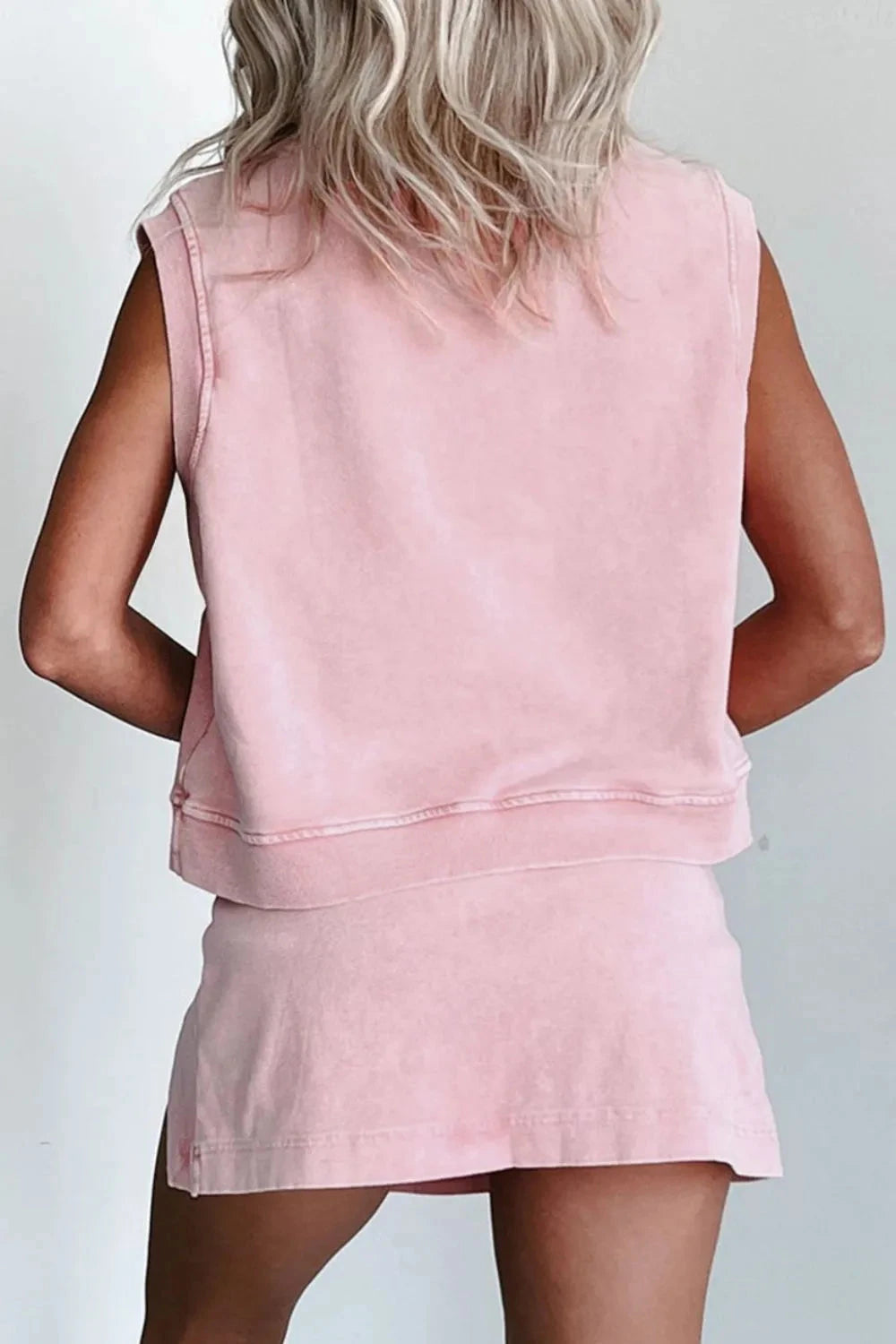 Mineral Wash Cotton Tank Top and Slit Skort Set Simply Love