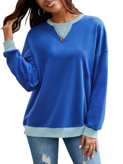 Contrast Round Neck Long Sleeve Sweatshirt.