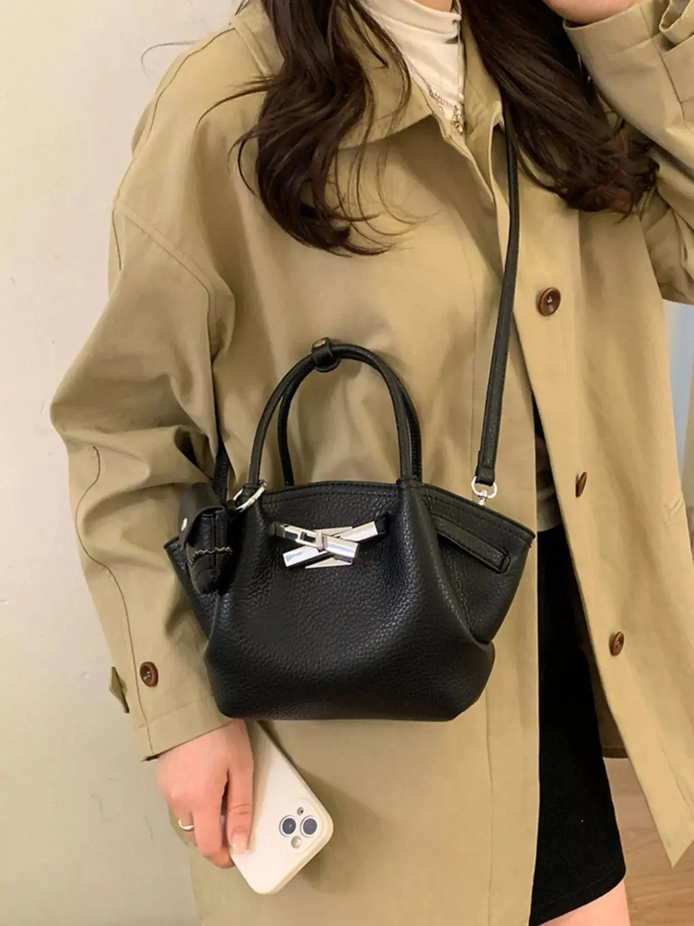 Top Handle Leather Crossbody Bag Simply Love