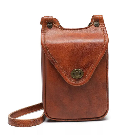 Cowhide Leather Crossbody Bag with Metal Clasp Simply Love