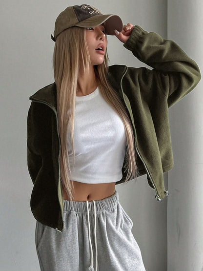 Crisp honey cropped jacket, long sleeve