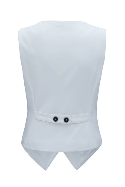 Elegant white V-neck button-up vest for a polished look