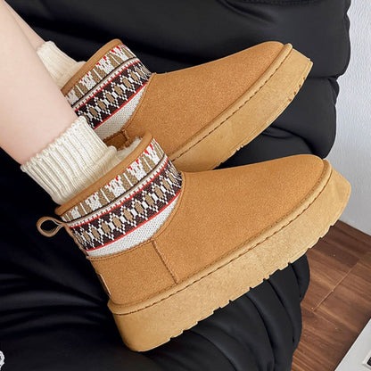 Chic suede flat platform boots