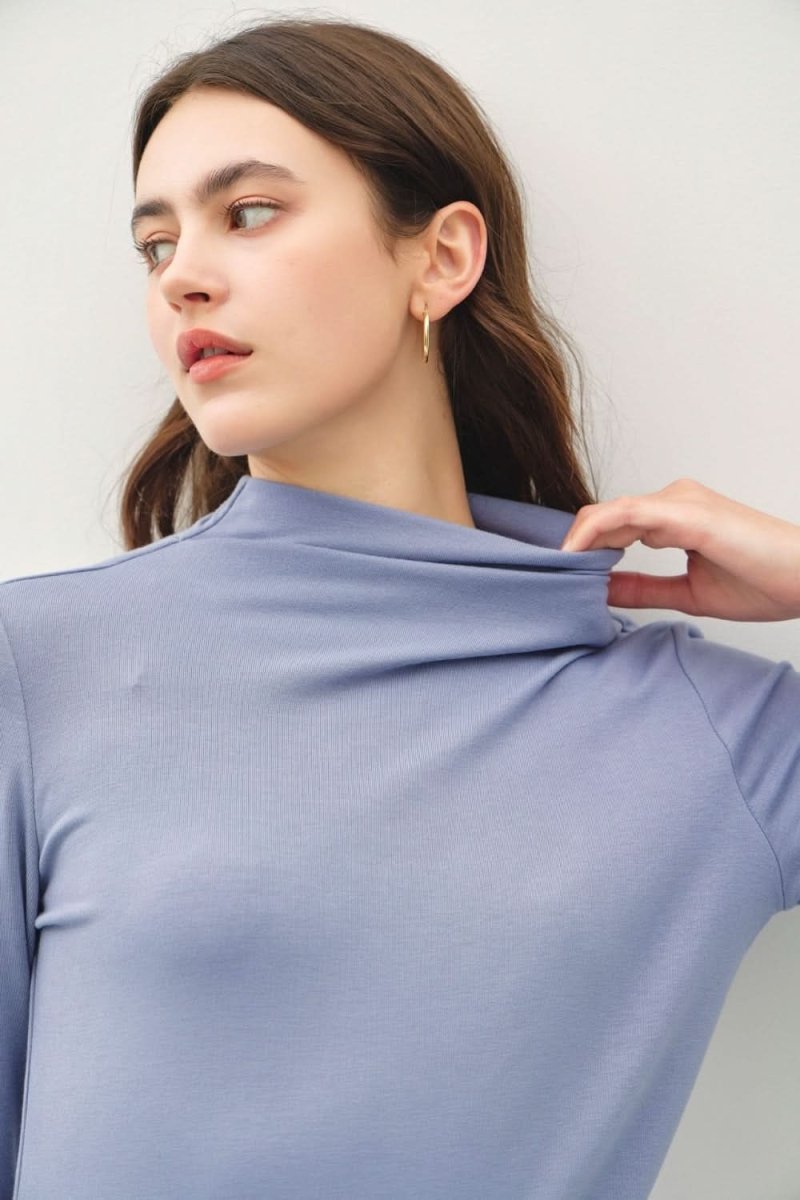 Be Cool Mock Neck Long Sleeve T-Shirt - Love Salve 