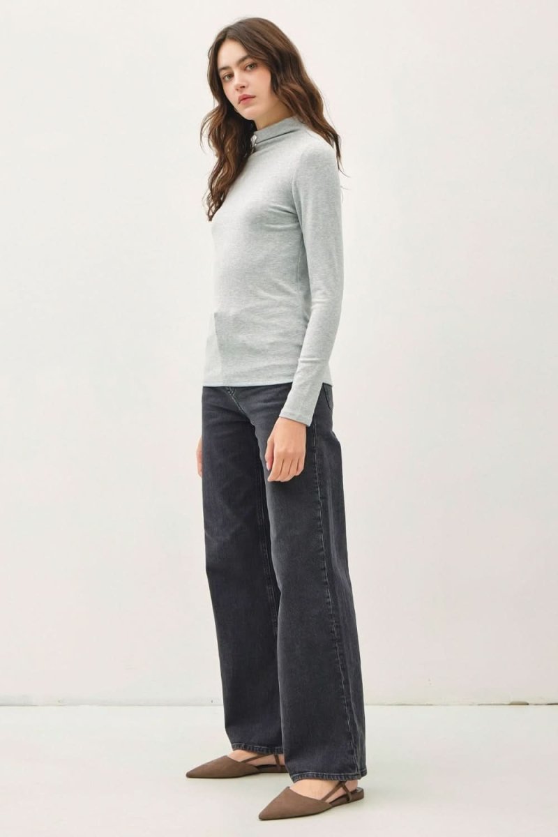 Be Cool Mock Neck Long Sleeve T-Shirt - Love Salve 
