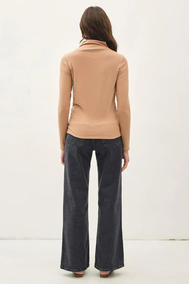 Be Cool Mock Neck Long Sleeve T-Shirt for Women Fashion - Love Salve 