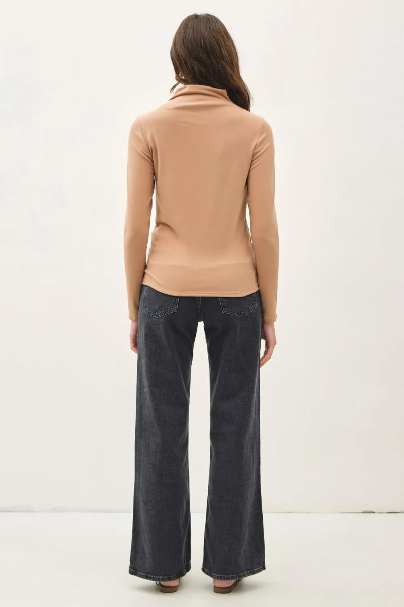 Be Cool Mock Neck Long Sleeve T-Shirt for Women Fashion - Love Salve 