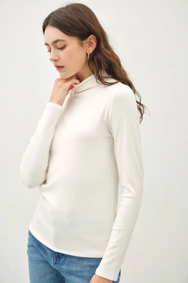Be Cool Mock Neck Long Sleeve T-Shirt for Women Fashion - Love Salve