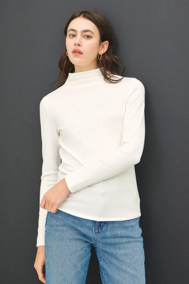 Be Cool Mock Neck Long Sleeve T-Shirt for Women Fashion - Love Salve