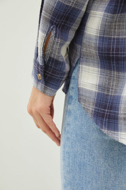 Be Cool Plaid Flannel Button Down Shirt with Chest Pocket - Love Salve 