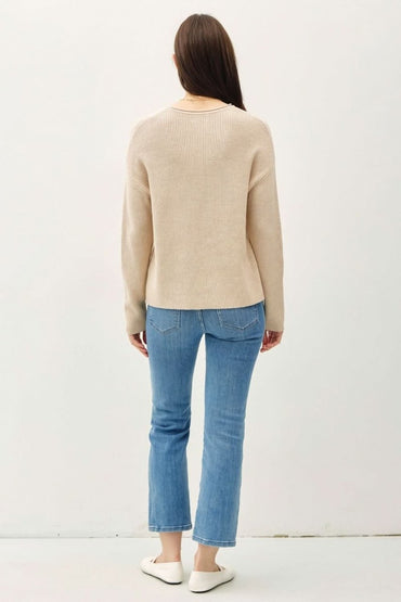 Be Cool Round Neck Long Sleeve Sweater - Love Salve