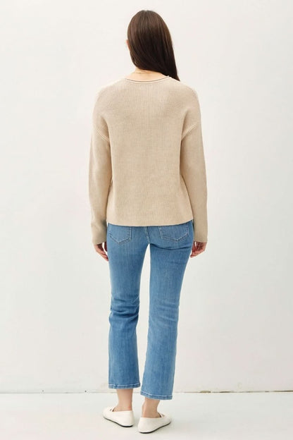 Be Cool Round Neck Long Sleeve Sweater - Love Salve 