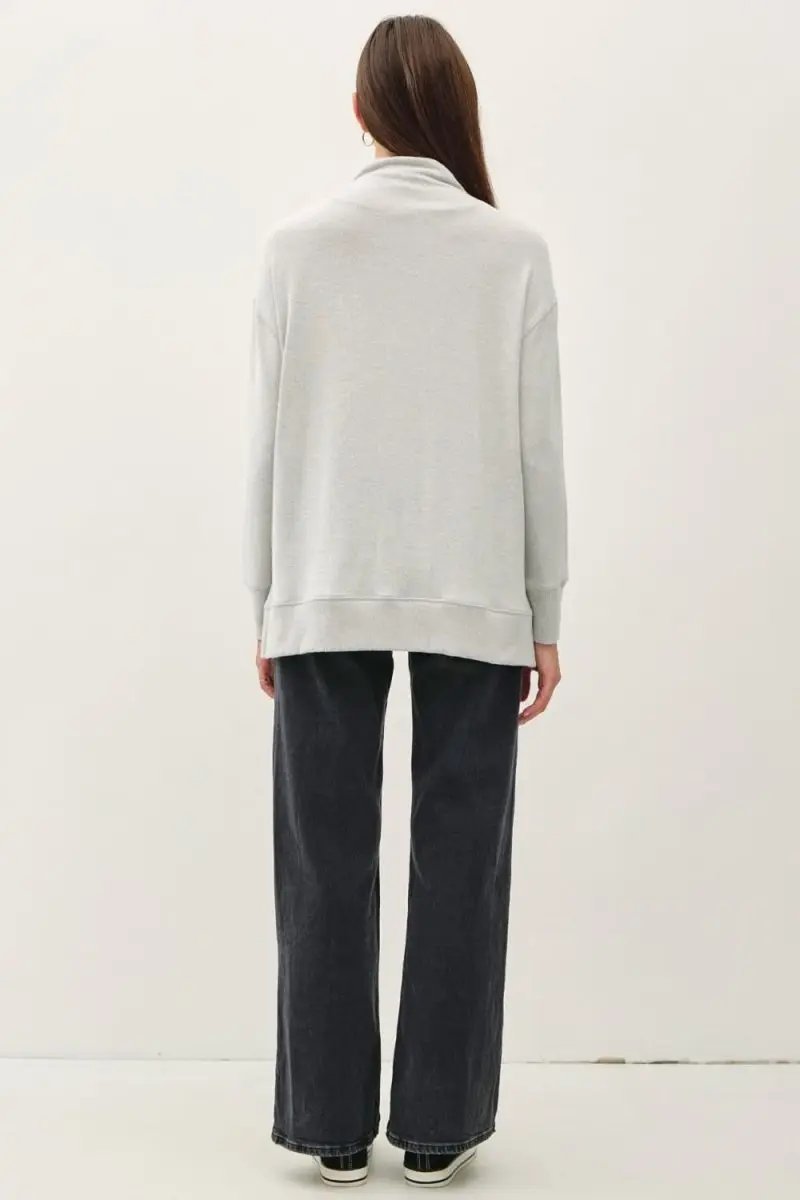 Be Cool Side Slit Mock Neck Long Sleeve Tunic Top - Love Salve 