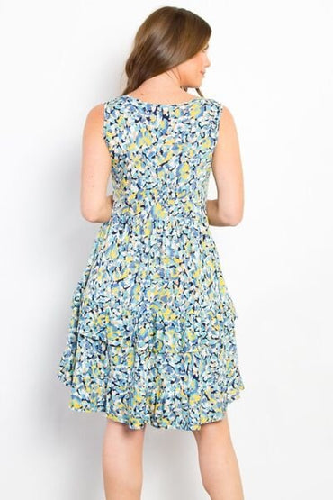 Be Stage Full Size Print Wrinkle Free Ruffled Dress for Women - Love Salve 