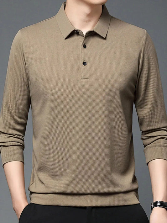 Men's Plus Size Classic Fit Long Sleeve Polo Simply Love