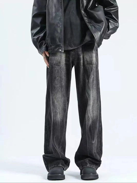 Men's Plus Size Wash Wide Leg Jeans Simply Love