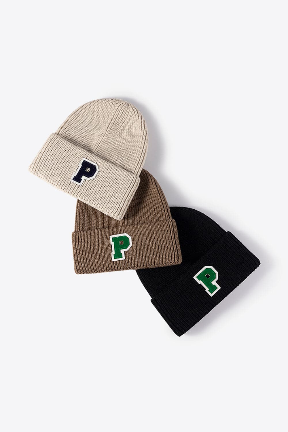 Letter Patch Cuffed Knit Beanie.