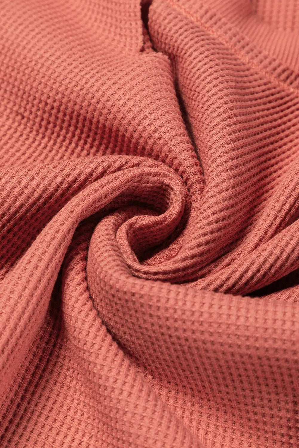 Giselle Exposed Seam Slit Neck Waffle Knit Patchwork Top - Love Salve 