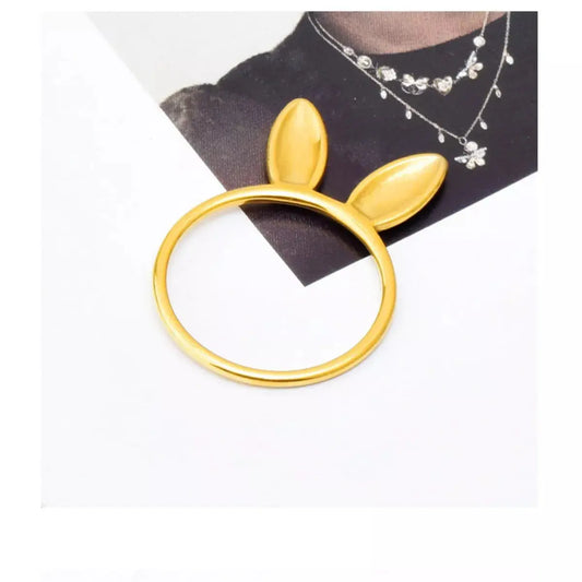 18K Gold Plated Bunny Ear Ring Titanium Steel Jewelry For Women Simply Love