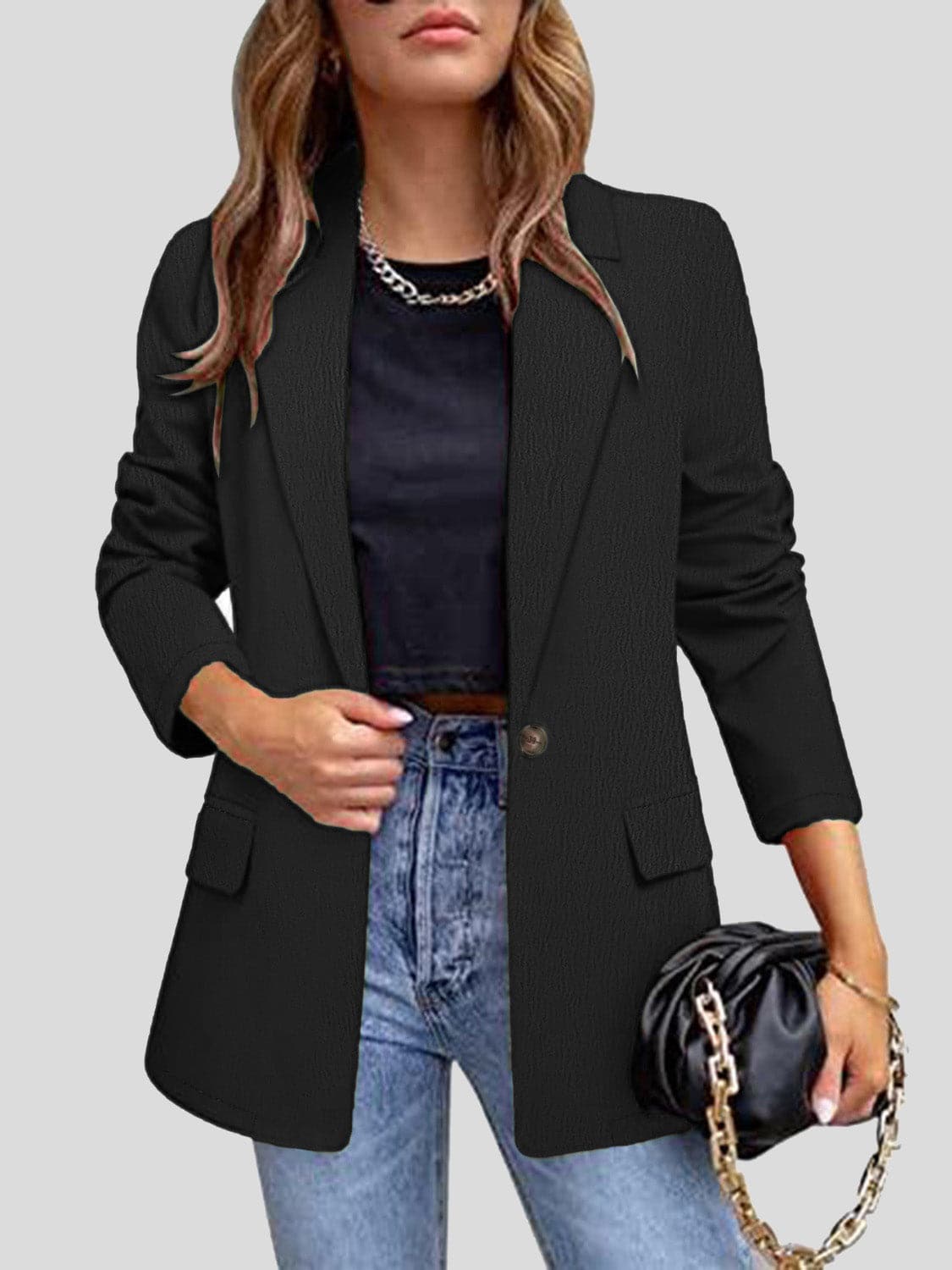 Chic long sleeve blazer - stylish layering